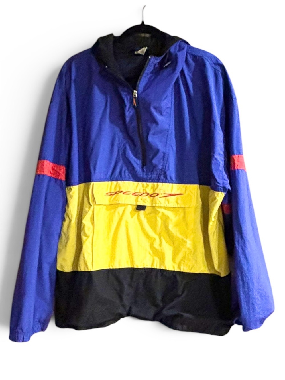 Vintage 90s Speedo Windbreaker Y2K Colorblock Pullover 1/4 Zip Anorak Jacket XL